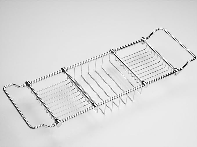 Brass Over Bathtub Racks Expandable Bath Caddy for The Elegant Tub Chrome Polished - Bloomnest