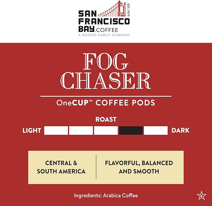 San Francisco Bay Coffee - Medium-Dark Roast - Fog Chaser (120 ct) - Single Serve Coffee Pods, Commercially Compostable, K Cup Compatible - Bloomnest