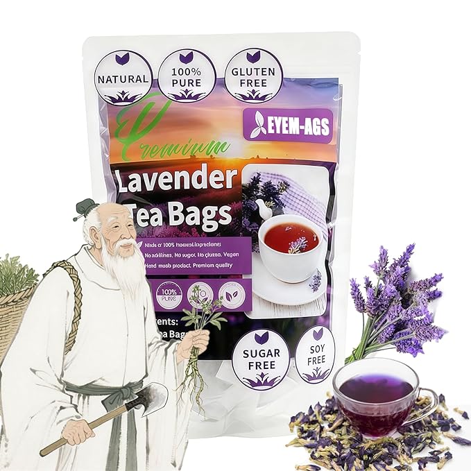 Organic Lavender Flowers，Lavender Tea Bags, 60 Teabags -Culinary Grade 100% Natural Edible Herbal Flowers Tea (60 bags) - Bloomnest