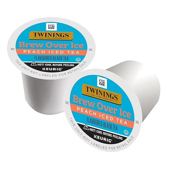 Twinings Brew Over Ice Unsweetened Peach Black Iced Tea K-Cup Pods for Keurig, 24 Count (Pack of 1), Caffeinated - Bloomnest