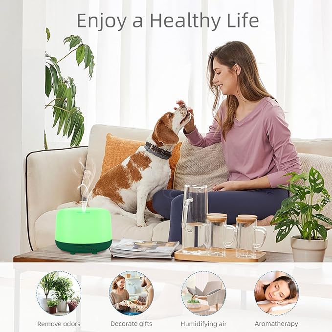300ML Aromatherapy Diffuser for Home, Quiet Diffuser for Essential Oils with Remote Control, 7 LED Color Changing Light, Scent Cool Mist Air Humidifier - Bloomnest