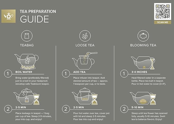 Teabloom Stovetop & Microwave Safe Glass Teapot with Removable Loose Tea Glass Infuser – Includes 2 Blooming Teas – 2-in-1 Tea Kettle and Tea Maker – Tea Purist's Choice - Bloomnest