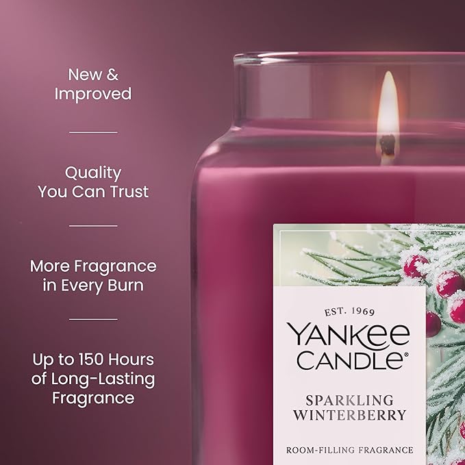 Yankee Candle Sparkling Winterberry Scented Candle, 22oz Large Jar with up to 150 Hour Burn Time, Giftable, Holidays - Bloomnest