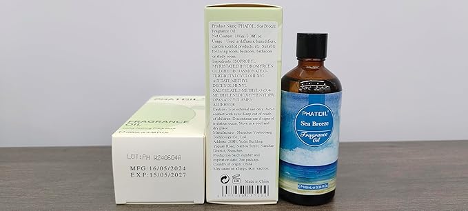 PHATOIL Sea Breeze Fragrance Oils for Aromatherapy, 3.38FL.OZ Diffuser Oils for Home, Perfect for Aromatherapy, Humidifiers, Yoga, DIY Candle and Soap Making - 100ml - Bloomnest