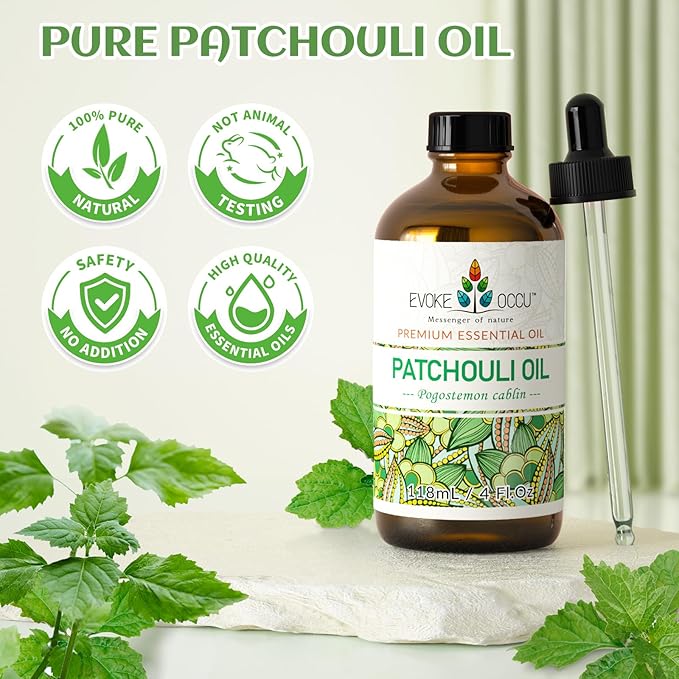 EVOKE OCCU Patchouli Essential Oil for Diffuser Skin Fragrance DIY Candle Soap Making - 4 FL Oz - Bloomnest