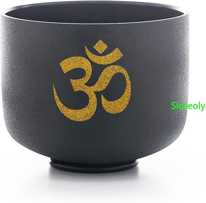 7-12 inch 432HZ Black Gold Chakra Crystal Singing Bowls Set of 7 Meditation Bowl Frosted Healing Quartz Sound Singing Bowls with 2 Travel Carry Case Bag 2 Mallet Suede 2 Strikers 7 O-rings - Bloomnest