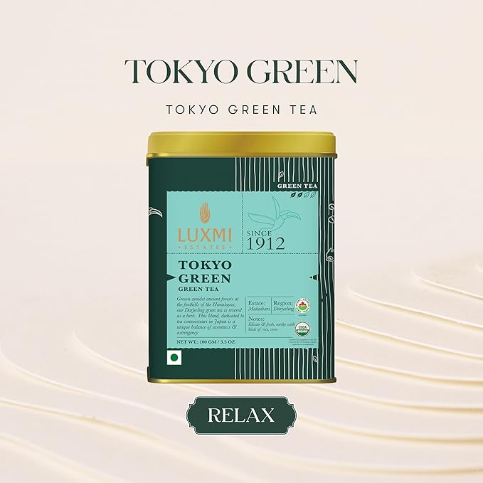 Luxmi Estates - Tokyo Green - Organic Makaibari Darjeeling Green Tea - Loose Leaf - 100g (50 Cups) | From the Foothills of the Himalayas - Bloomnest