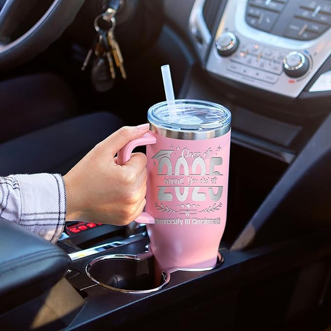Personalized 40oz Graduation Coffee Travel Tumbler Cup, Class of 2024, Senior 2024, Custom Tumbler with Name & Text for High School College - Bloomnest