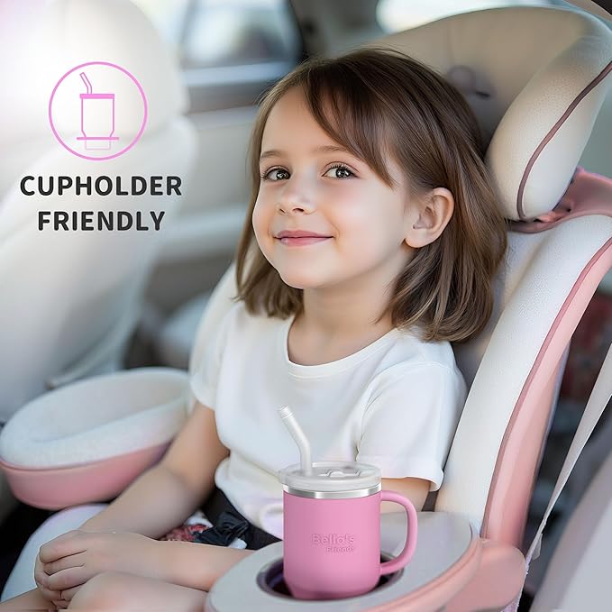Bella's Friends Handy Mini Tumbler – Adorable 9 oz Sippy Cup for Toddlers 1-3 years old, Flexible Straw, Stainless Interior & Silicone Body, Leak‑Proof, Dishwasher Safe, Ideal for Travel or At Home - Bloomnest