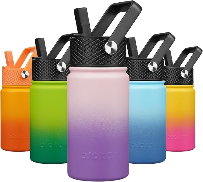 BJPKPK Insulated Water Bottle with Straw Lid, 15oz Cute Water Bottles, Stainless Steel Metal Thermo, Reusable BPA Free Leak Proof Tumblers, Cups,Violet - Bloomnest
