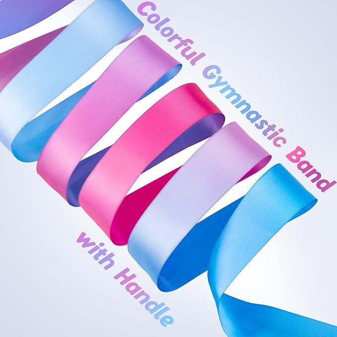 Cikyner Gymnastics Ribbon, 2 Pack Colorful Gymnastics Band with Stick, Dance Band Children Rainbow Band for School and Home Game, Ideal for Girls on Children's Birthday Party or Christmas - Bloomnest