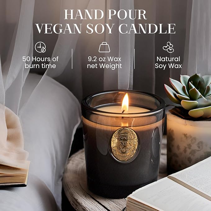 M&SENSE Natural Soy Candle | Crisp Chill & Black | 9.2 oz, 50H Burn Time | Luxury Scented Candle for Him,for Relaxation, Gifting, Home Décor | Ideal for Bedroom, Office, Party Ambiance - Bloomnest