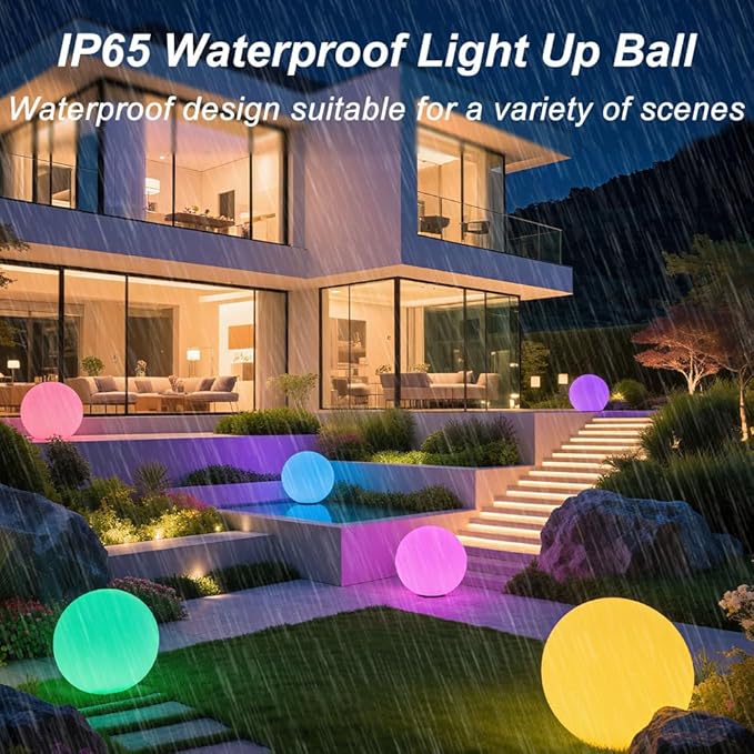 Large LED Glowing Ball Light, 20-in Outdoor LED Garden Orb Lights, Rechargeable Globe Lights RGB Color Changing Globe Floor Lamp Mood Lamp w/Remote, Waterproof Light Up Ball Light for Patio Lawn Decor - Bloomnest
