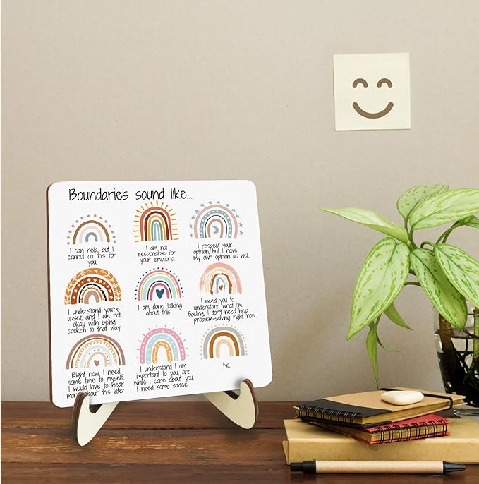 Motivational Mental Health Office Decor Rustic Desk Decor Therapy Office School Counselor CBT DBT School Psychology Therapist Counseling Wood Sign for Coworker Home Rainbow Plaque with Wood Stand - Bloomnest