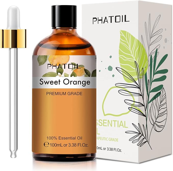 Sweet Orange 3.38fl.oz Essential Oil, PHATOIL Aromatherapy Essential Oils for Diffuser, Humidifier, Perfect for DIY Soap, Candle, Bath Bombs Making(100ml) - Bloomnest