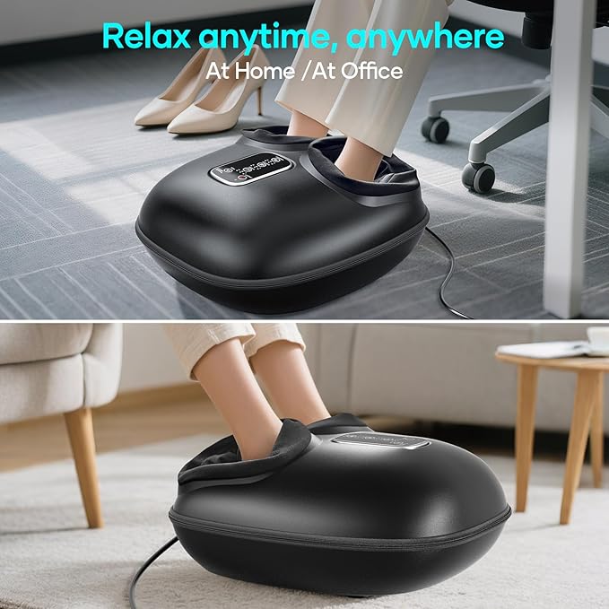 New Shiatsu Foot Massager with Heat, Vibration,Rolling Compression Feet Massager Machine, 3-Level Adjustable, Full Wrap & Knead, Easy to Use for Daily Relaxation, Pain Relief, Portable for Family - Bloomnest