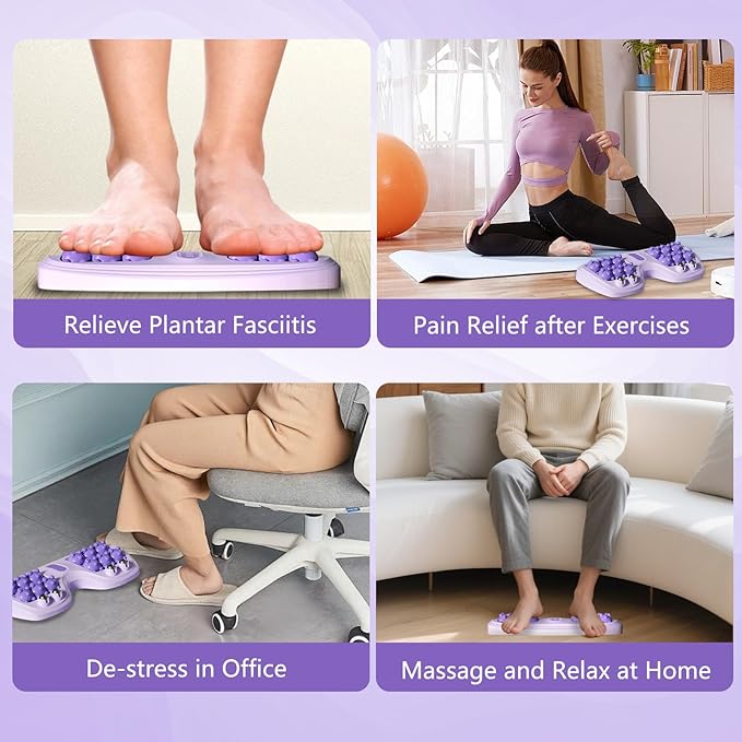 Portable Double Foot Massage Roller,Plantar Fasciitis Relief, Dual Foot Acupressure Therapy for Stress Relief and Improved Circulation, Portable Reflexology Tool for Home and Office Use (Orange) - Bloomnest