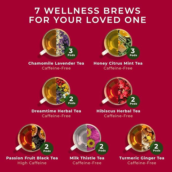 Gya Tea Co Her Wellness Tea Pod Collection Gift Set (16 Count) - Different Flavors Assorted Variety Pack - Bloomnest