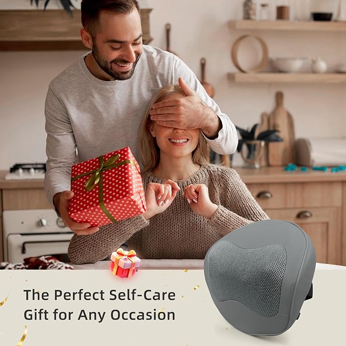 Rechargeable Back and Neck Massager with Heat – New Upgrade Deep Tissue 4D Kneading Massage Pillow for Pain Relief, Electric Shoulder Massager for Neck, Lower Back, Legs, Gifts for Men Women - Bloomnest