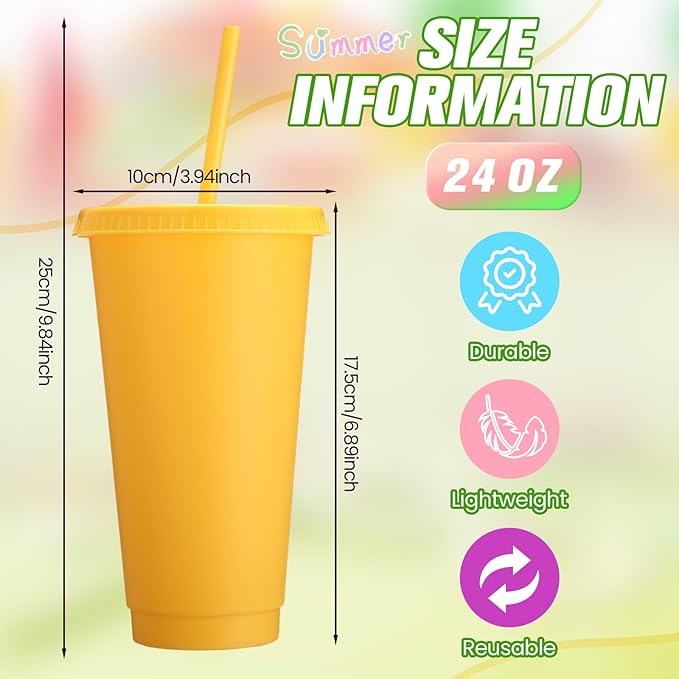 Honeydak 30 Pack Tumbler with Straw and Lid Bulk Water Bottle Iced Coffee Travel Mug Cup Reusable Plastic Cups for Party Birthdays 24-27 oz (Bright Color) - Bloomnest
