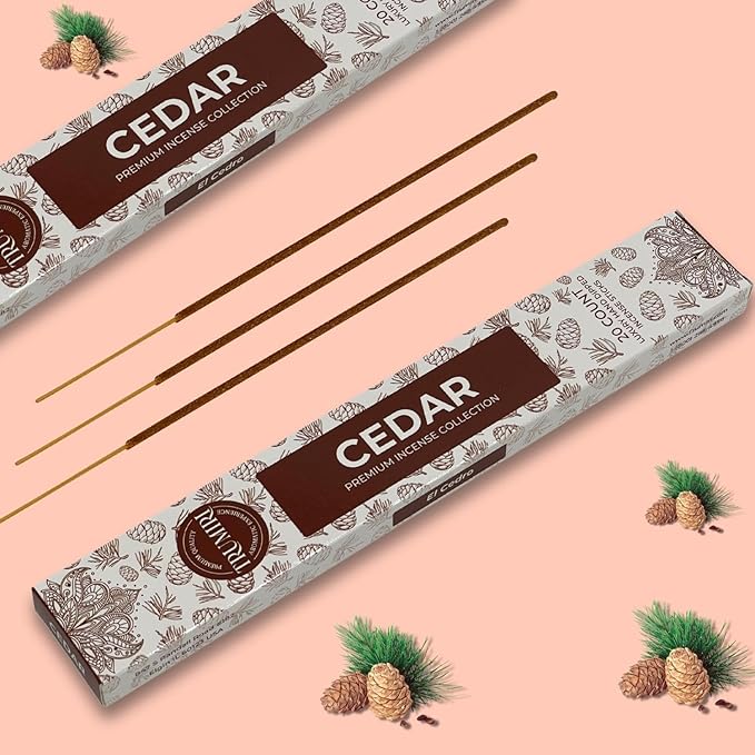 Cedar Incense Sticks - Total 40 Insence-Sticks - Dual Pack of 20 Insense - Inciensos - Inscents - Natural Non Toxic Ingredients - Incents - Incence - Inscense - Insents TRUMIRI