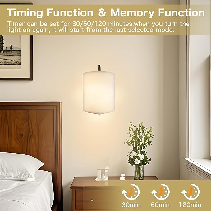 Rechargeable Battery Operated Wall Sconces Set of 2, Wireless Wall Lights with Remote Control 12 RGB Colors Magnetic Bulbs 5200mAh Battery Wireless Sconces for Bedroom Living Room (Black) - Bloomnest