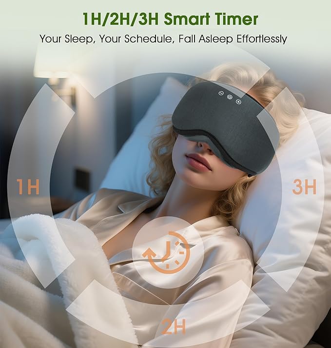 LC-dolida Bamboo Cotton Bluetooth Sleep Mask, 2 in 1 3D Soft Sleep Mask with Sleep Headphones, Sleep Eye Mask with Timming Setting, Blackout Sleeping Mask for Side Sleepers, Women Men, Grey - Bloomnest