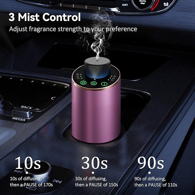 Essential Oil Diffuser Waterless Scent Aromatherapy Diffusers for Home Large Room, Bedroom, Car, Office,Desk, Battery Operated, Small Cordless Air Freshener Machine, 3 Countdown Timers & 3 Mist Levels - Bloomnest