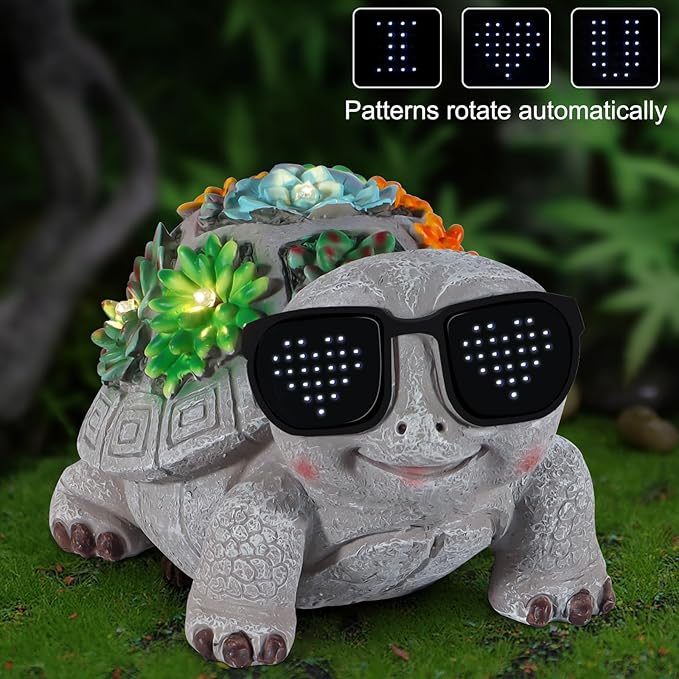 Solar Garden Statues Turtle with Succulent and LED Lights Birthday Gifts for Women Mom Grandma Solar Outdoor Decor for Patio Backyard Yard Lawn Decoration-Unique - Bloomnest