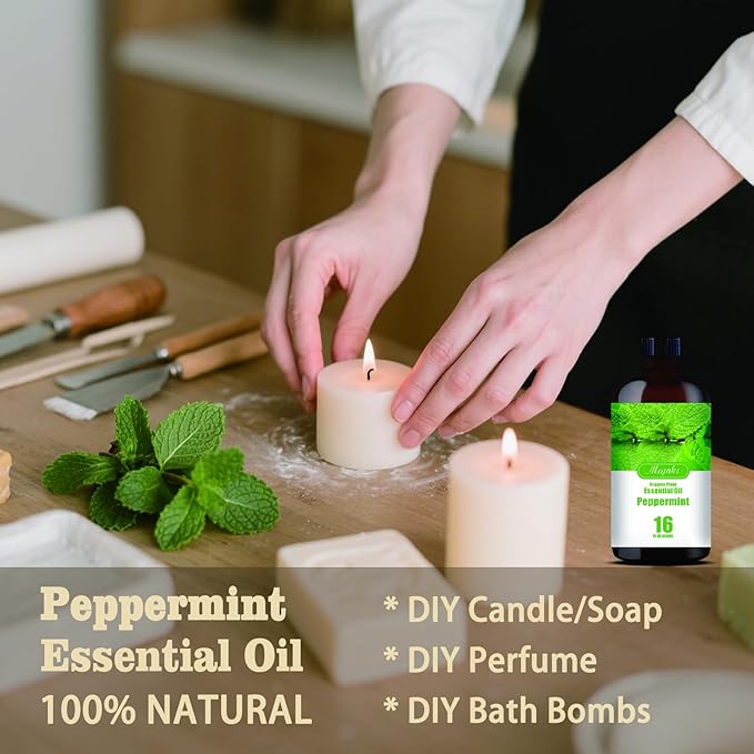 Peppermint Essential Oil-Peppermint Fragrance Oil 16.33oz (490ml)-100% Pure Natural Scent for Diffusers, Candles, Soap Making & Aromatherapy-Relaxing Home & Gift Essential Oil for Bath, Massage - Bloomnest