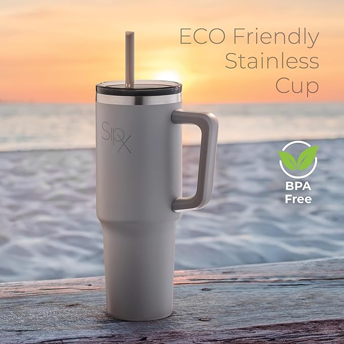 SIPX™ Insulated Tumbler With Lid And Straw, 30oz. Tumbler With Handle Keeps Cold 12 Hours, Water Bottle Thermos With Lid, BPA-Free Reusable Insulated Coffee Tumblers, Travel Mug Great For Beach Party - Bloomnest