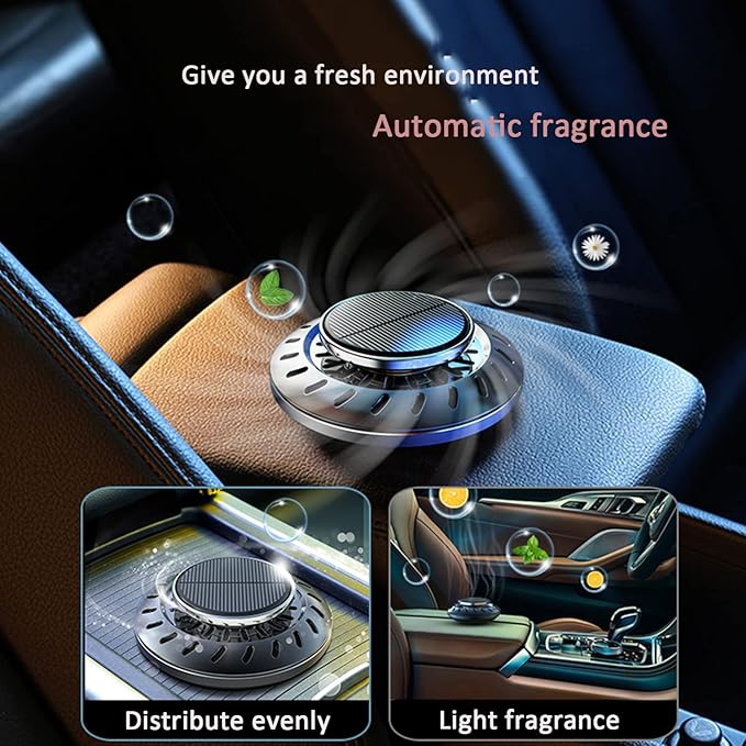 Kwak's Car Air Freshener,Rotating Solar Aromatherapy Essential Oil Diffuser Scent Car Decoration Automotive Interior Accessories (Black) - Bloomnest