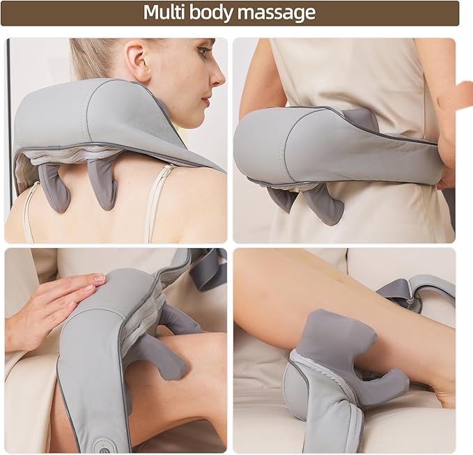 Cordless Shiatsu Neck and Shoulder Massager with Heat – 6D Kneading Massage, Deep Tissue Pain Relief for Trapezius, Rechargeable, Brushless Motor - Bloomnest