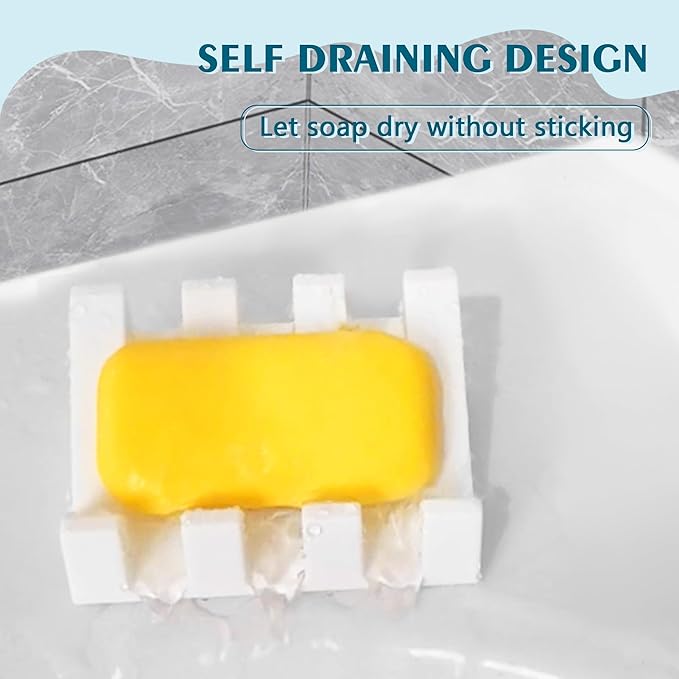 Self Draining Soap Dish Holder,Silicone Soap Dish,for Bathroom,Kitchen, Sponges，Can Extend Soap Life，Keep Soap Bars Dry and Easy Cleaning (White,1-Pack) - Bloomnest