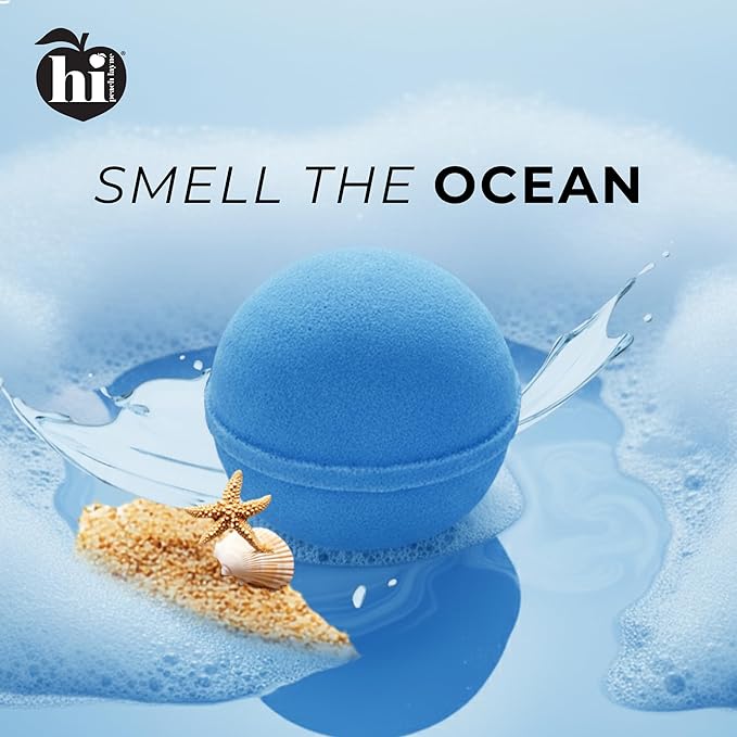 Hi Peach Layne Ocean Air Bath Bombs 12-Pack (3.5 oz Each) – Vegan, Clean Beauty Spa Gifts for Women & Kids, Fun Fizzing Bath Bombs for Girls - Bloomnest
