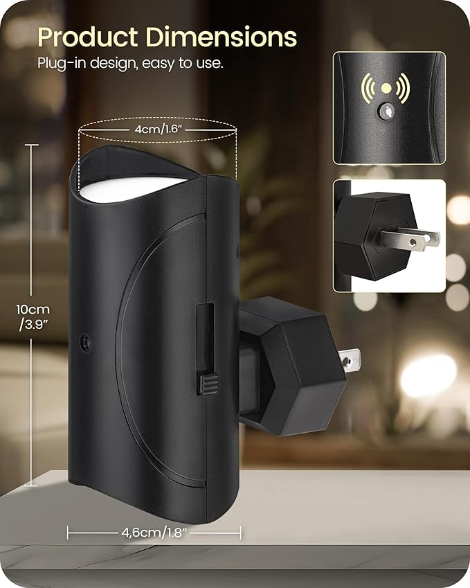 LED Night Lights Plug into Wall, Dimmable Plug in Night lights, Auto On/Off Dusk to Dawn Indoor Night Lights, 3000K Warm Light, 0-100LM, Bathroom Lights for Hallway, Bedroom, Stairway 4 Pack - Bloomnest