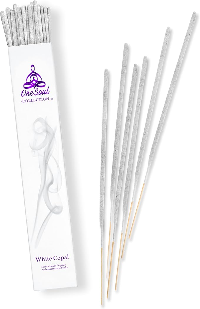 White Copal Incense Sticks, Natural Incense Sticks, Premium Incense Sticks for Aromatherapy, Hand-Rolled Artisan Meditation Incense, 90-Mins Burn Time, 11 Inches, Pack of 20 OneSoulCollection%C2%AE