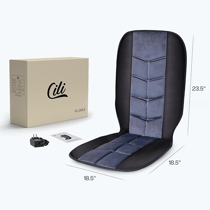 CILI Massage Chair Pad,Back Massager with Heat,Massage Seat Cushion with 10 Vibration Motors,30-60-90 Minutes Heating Options,Chair Massager for Office Chair, Home Office Use - Bloomnest