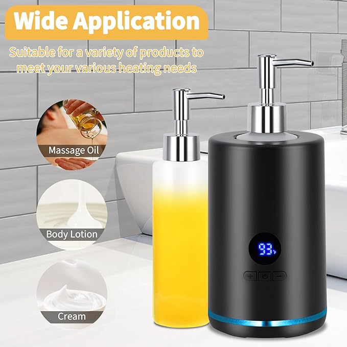 Electric Massage Oil Lotion Warmer with Pump, Electric Digital Heater with 2 Bottles, Smart Touch Dispenser for SPA & Salon, Temperature Adjustable for Home Use - Bloomnest