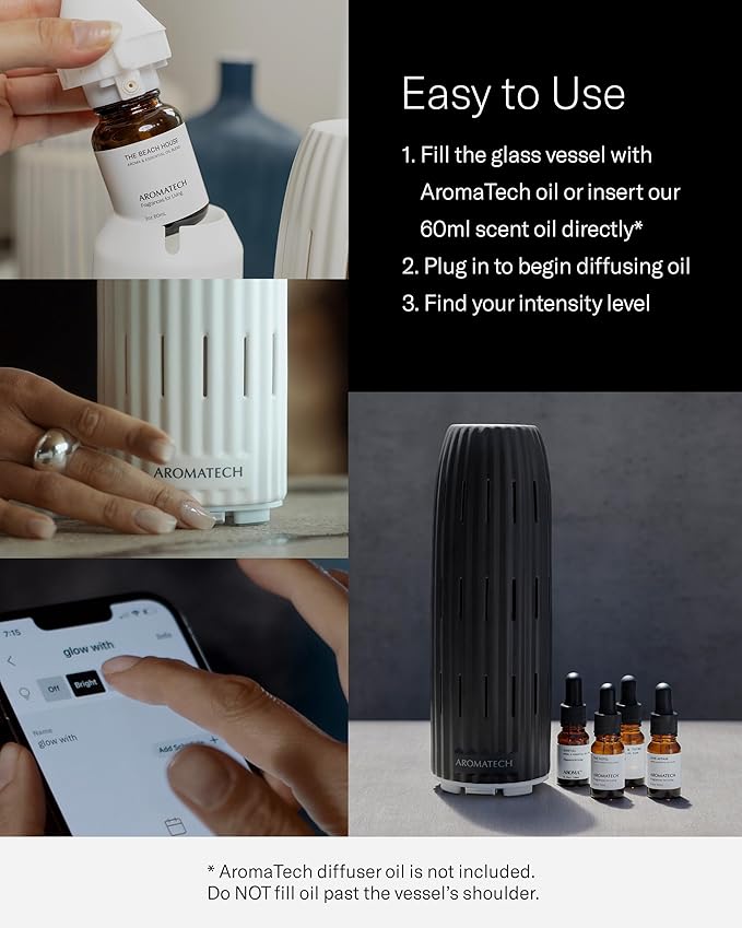 AromaTech Ambience Scent Diffuser for Essential Oil Blends & Fragrances – Waterless Scent Machine w/Bluetooth for Home, Bathroom Boutiques, Hotel, Spa – Charcoal - Bloomnest