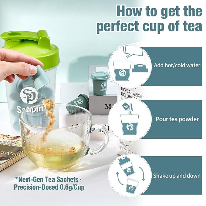 SAIPIN Lotus Green Tea Pods Variety Pack with Sports Cup,20 Pack 100% Organic Lotus Green Tea-Non-GMO，Gluten Free, Dairy Free, Sugar Free,Poria Tea - Bloomnest