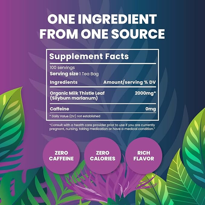 Organic Milk Thistle Tea-100 Tea Bags | Organic Herbal Tea From Single Origin | Eco-Friendly Tea Bags | Non-GMO Caffeine Free Tea With Zero Sugar | Cederberg Tea Company - Bloomnest