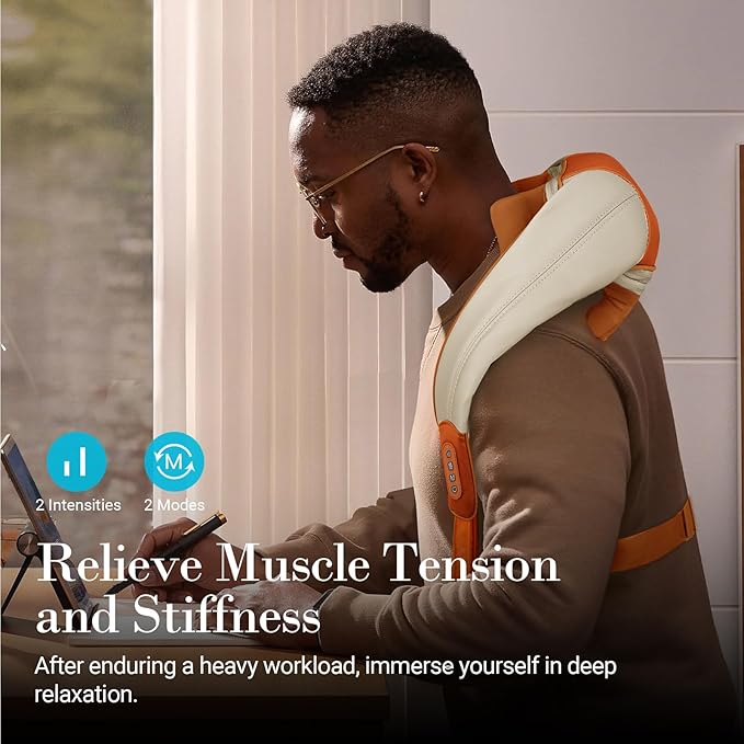 Shiatsu Neck Massager with Heat - Ideal Gift for Women,Men,Cordless 4D Expert Neck Shoulder Massage for Pain Relief,Upgarded Kneading Massager for Muscle Relaxation