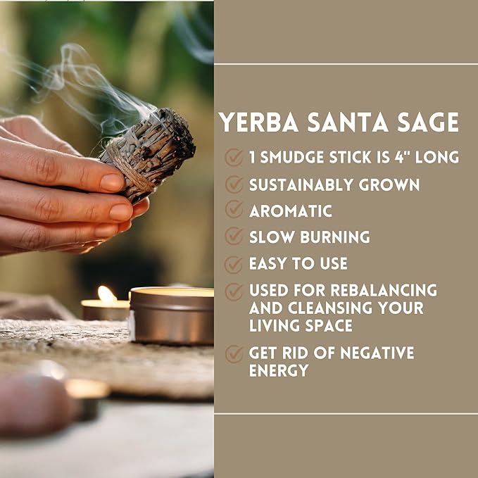 Ancient VEDA Organic Smudge Kit – Yerba Santa, Palo Santo, Sweetgrass Braid, Feather & Smudge Guide | Home Cleansing Kit for Meditation, Yoga, Energy Healing & Gift (Starter Kit, Yerba Santa Sage) AncientVeda