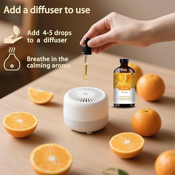 Orange Essential Oil,Roll-on Orange Oil Set (4 Fl Oz x1 + 0.33 Fl Oz x1) - 100% Natural, Diffuser, Massage, Yoga, DIY Soap and Candle Making, Fragrance Oils, Spa Care - Bloomnest