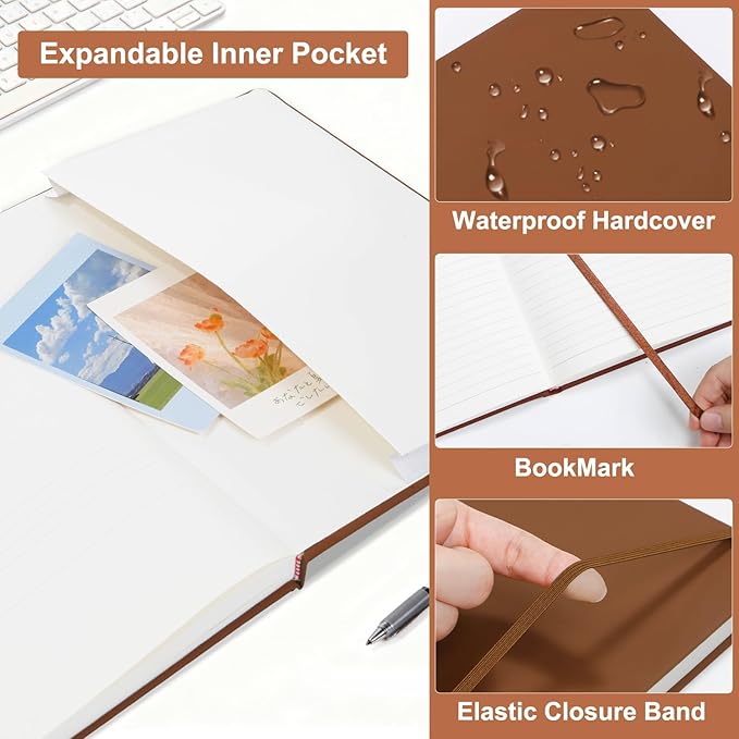 COMIX A4 Lined Journal Notebooks, 240 Pages, Large Size-8.5" x 11", Brown, Hardcover Journaling Notebooks for Men & Women- Fits for Office, Business, School, Notes Taking & Writing - Bloomnest