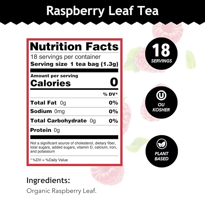 Buddha Teas - Organic Raspberry Leaf Tea - Herbal Tea - For Health & Wellbeing - With Vitamins, Antioxidants & Calcium - Clean Ingredients - Caffeine Free - OU Kosher - 18 Tea Bags (Pack of 1) - Bloomnest