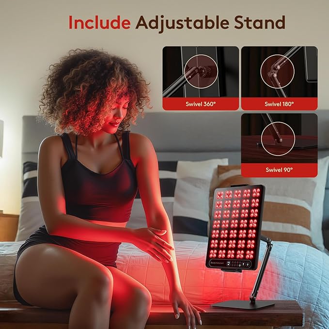 Red Light Therapy for Face Body: 660nm & 850nm Cordless Red Light Therapy Panel with Adjustable Stand - Red Infrared Light Panel with 3 Brightness Levels & Auto Off XKETA