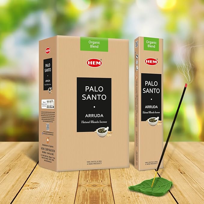 Hem Palo Santo Masala Incense Sticks | Natural Fragrance of Sandalwood for Positivity | Smudge Healing Incense for Stress Relief & Cleansing | Gift Set - Pack of 12 (15 GMS Each) HEM
