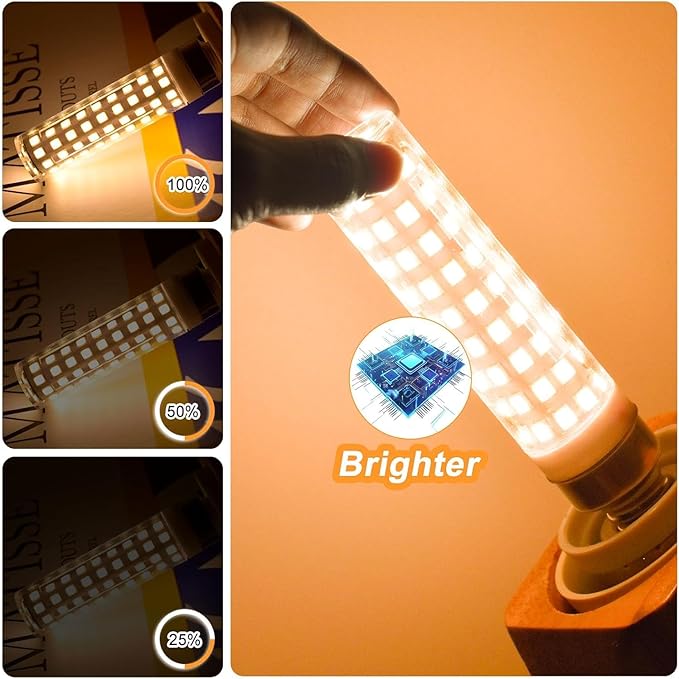 Dimmable E12 Led Bulb 100W Equivalent E12 Long Bulb,3000K Warm White,AC120V 10W 1100 Lumen T4 LED Chandelier Light Bulbs for Ceiling Fan Pendant Lighting Salt Lamp,4 Pack - Bloomnest